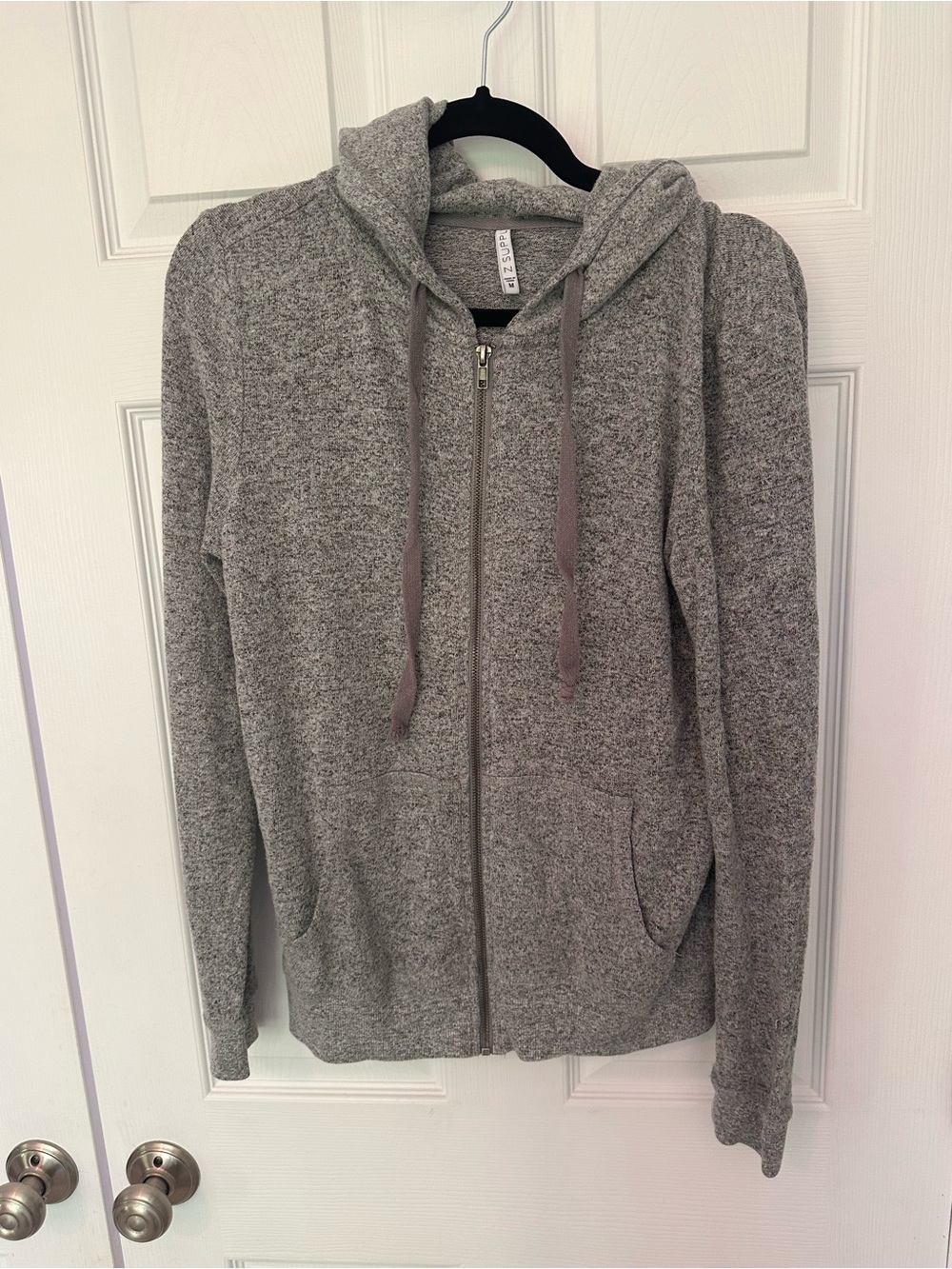Z Supply Heather Gray Knit Zip-Up Hoodie Sweatshirt Sweater Size Medium - Picture 5 of 6